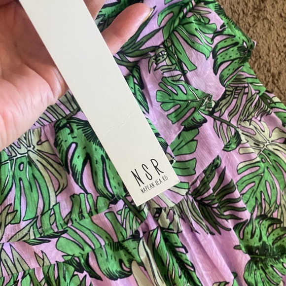 NSR Green Purple Floral Maxi Dress Tiered Layered Ruffles Sleeveless S NEW - Picture 5 of 11